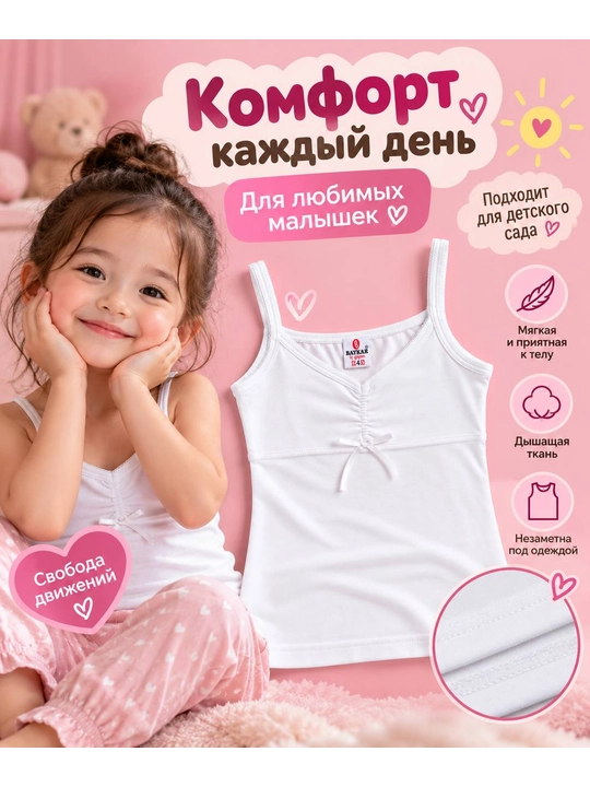Детская майка для девочки Baykar, 2 шт., 95% хлопок, турецкое производство