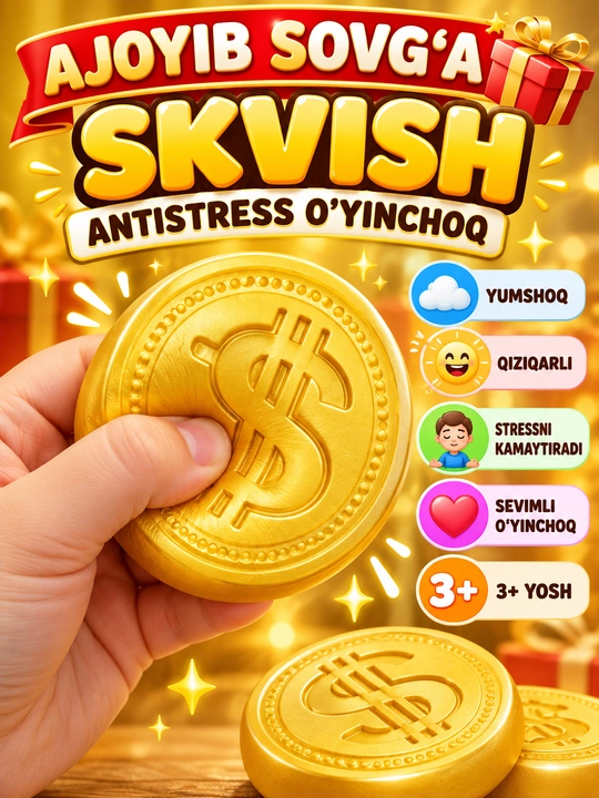 Skvish antistress o‘yinchoq, yumshoq siqiladigan, bolalar uchun, turli shakllarda - 