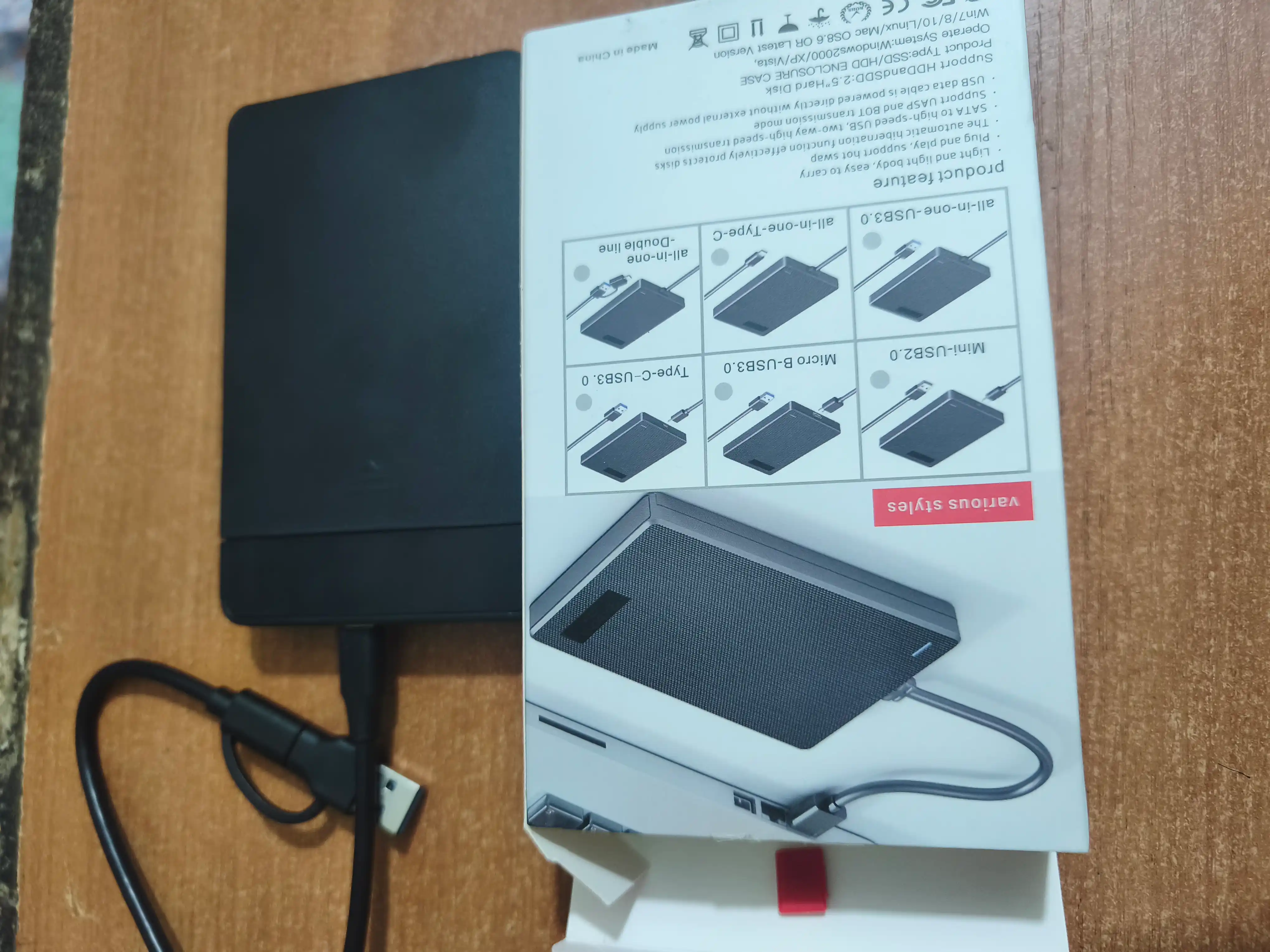 SATA HDD/SSD tashqi korpusi 2.5", 6 Gbit/s gacha bo'lgan USB 3.1 tashqi korpusi