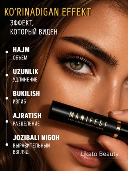Эффект оттенка, объема и удлинения для ресниц Manifest L'Avant, черный, 11 г