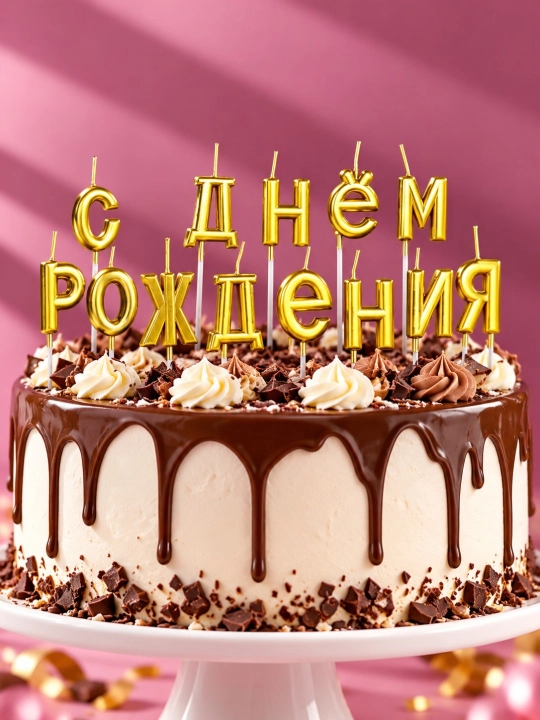 Набор свечей для торта Happy Birthday — 8 свечей + 1 свеча-фонтан