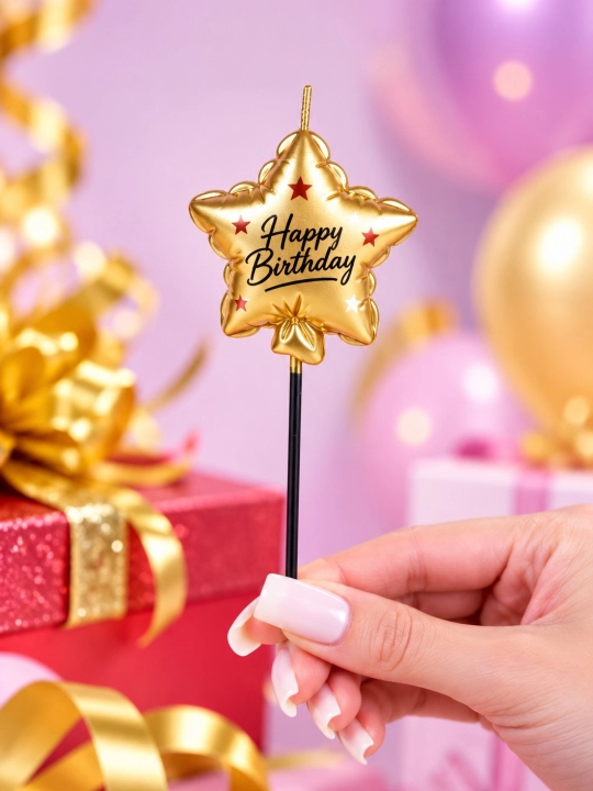 Набор свечей для торта Happy Birthday — 8 свечей + 1 свеча-фонтан