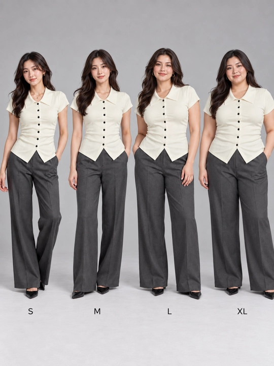 Qizlar uchun amerikanka kofta, kalta yengli, yoqali, 7 tugmali, S–XL