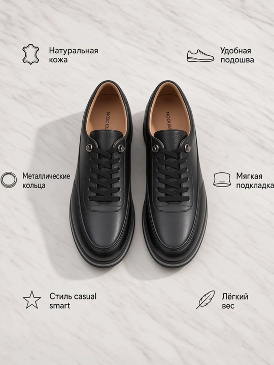 Erkaklar uchun tabiiy charm slip-on krossovka — 39–43 razmer