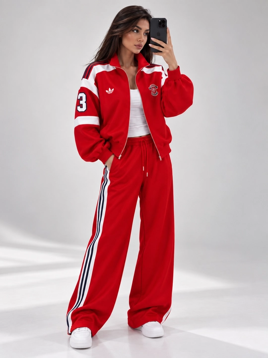 Ayollar uchun ikki qismli sport kiyimi oversize, zamokli olimpiyka va keng shim 42-48 - 