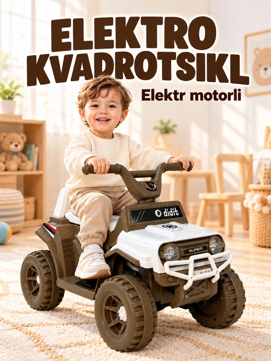 Ota-ona dastasi va yonuvchi faralari bor bolalar elektr kvadrotsikli - 