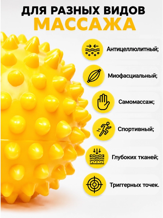 Массажный мяч с шипами, для ног и тела, 7 см