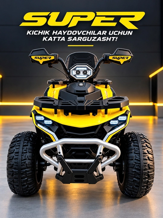 Bolalar uchun elektromobil, 4 motorli elektr mashina, 12V 10Ah, pultli,  EVA g‘ildirak - 