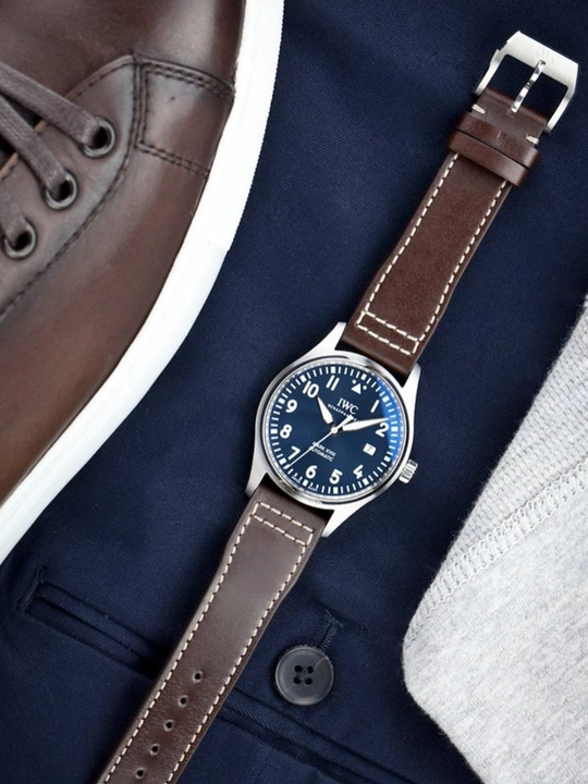 Erkaklar uchun qo‘l soati IWC Mark XVIII avtomatik klassik, ko‘k siferblat