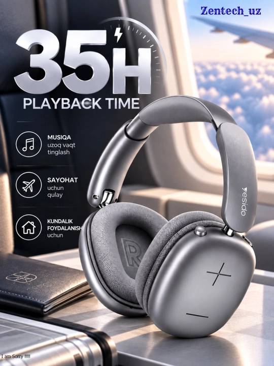 Беспроводные наушники Bluetooth 5.4, Hi-Fi стереозвук, до 35 часов работы, складные