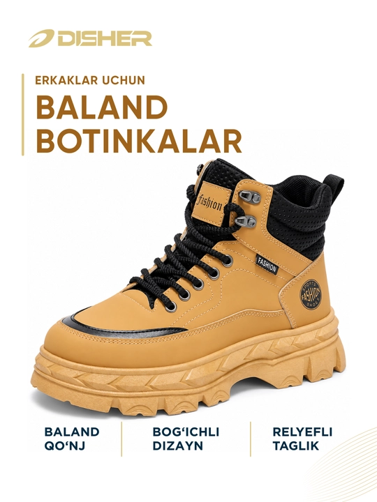 Erkaklar botinkalari DISHER IronClash, sport va kundalik 1 o‘lcham katta oling