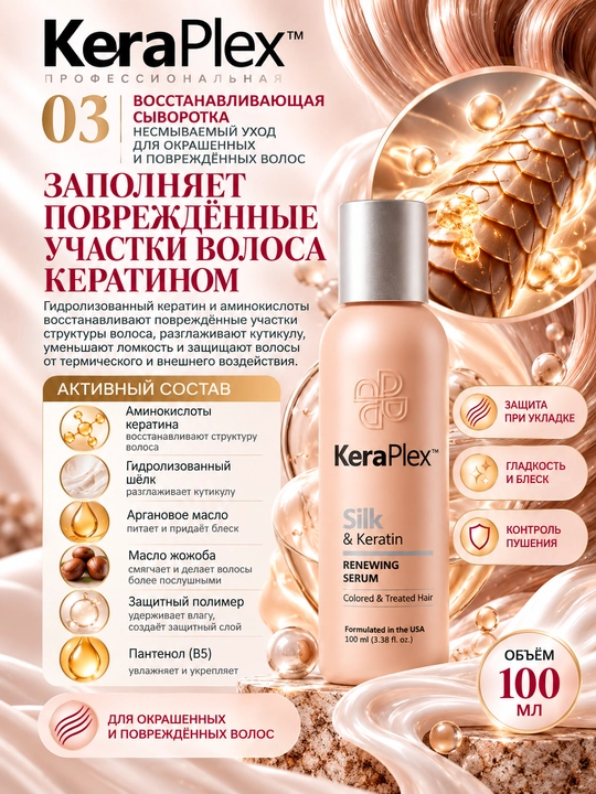 Набор для поврежденных волос KeraPlex с кератином: шампунь, кондиционер и сыворотка
