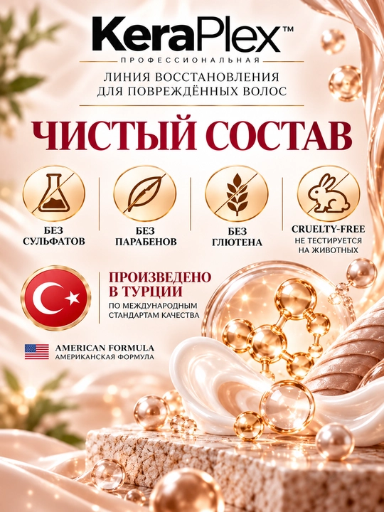 Набор для поврежденных волос KeraPlex с кератином: шампунь, кондиционер и сыворотка
