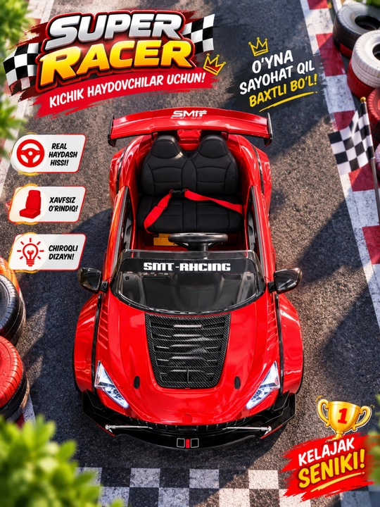 Bolalar uchun elektromobil, 4 motorli elektr mashina, 12V 10Ah, pultli,  EVA g‘ildirak