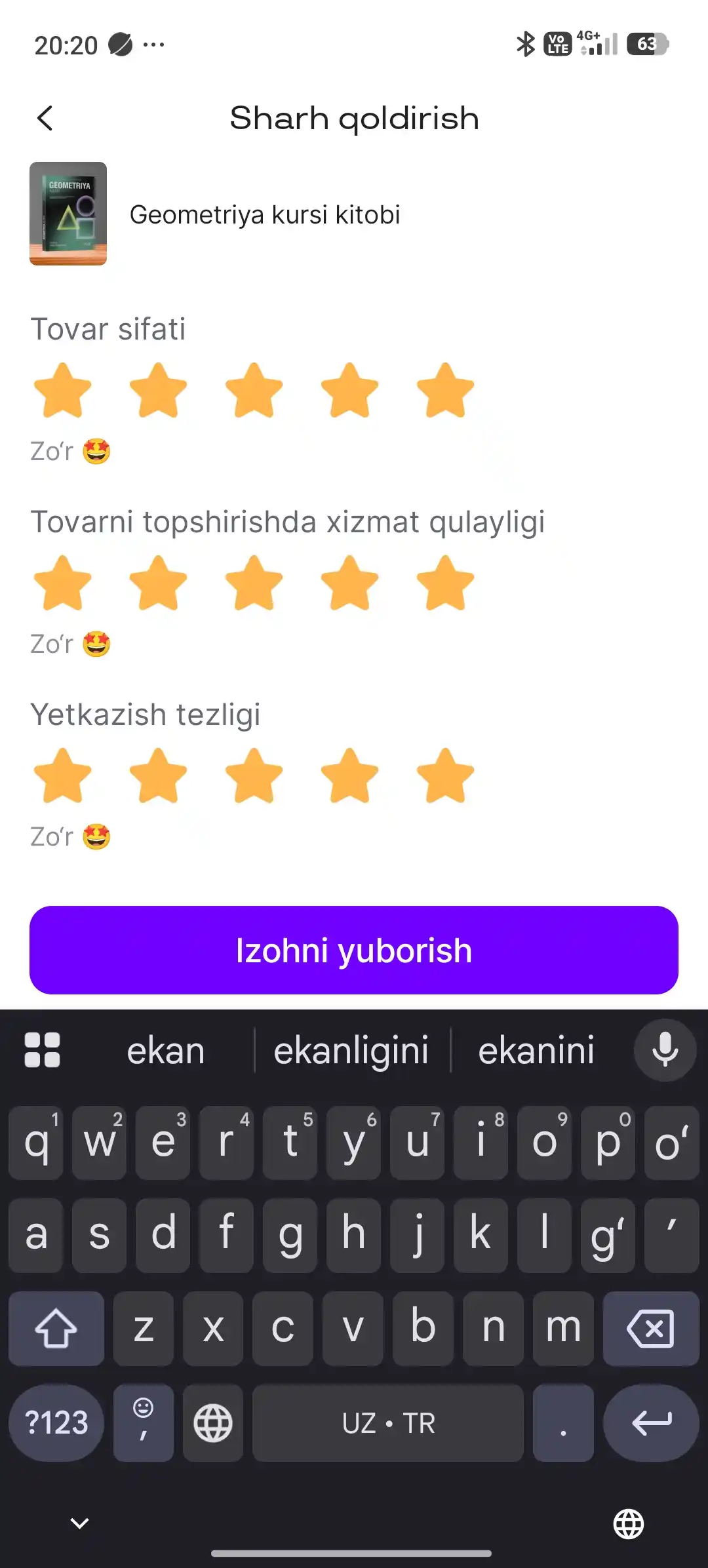 Geometriya kursi kitobi
