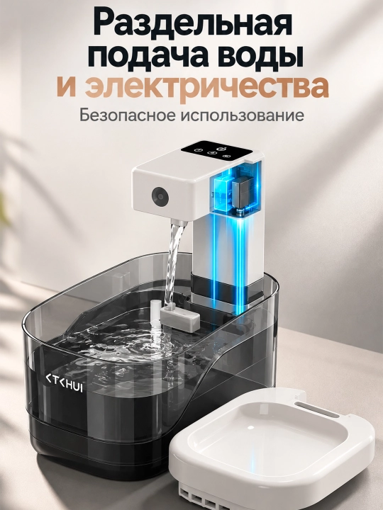 Mushuklar va itlar uchun filtrli simsiz avtomatik suv ichirgich, avtomatik suv berish, 2 l