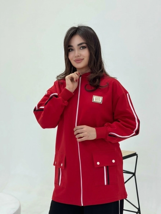 Ayollar kostyumi ikki qismli oversize xudi, keng shim, casual zamonaviy sport kiyim