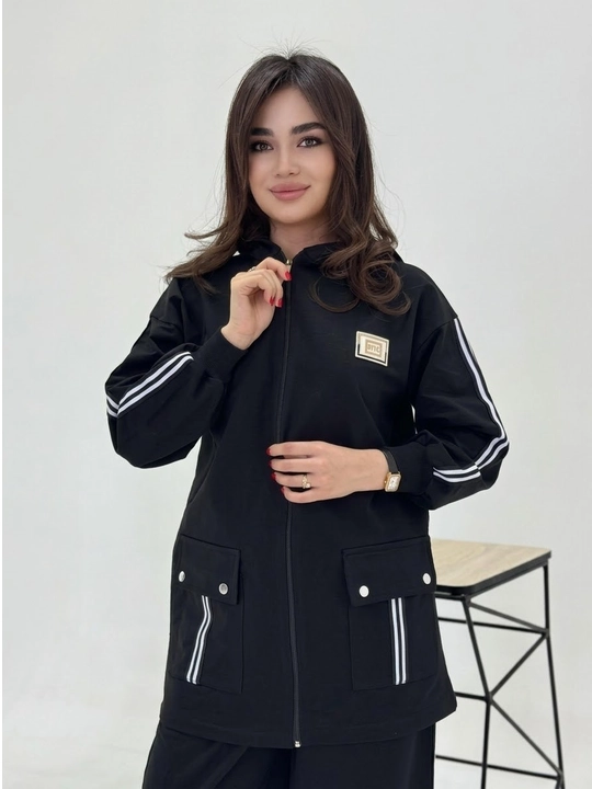 Ayollar kostyumi ikki qismli oversize xudi, keng shim, casual zamonaviy sport kiyim