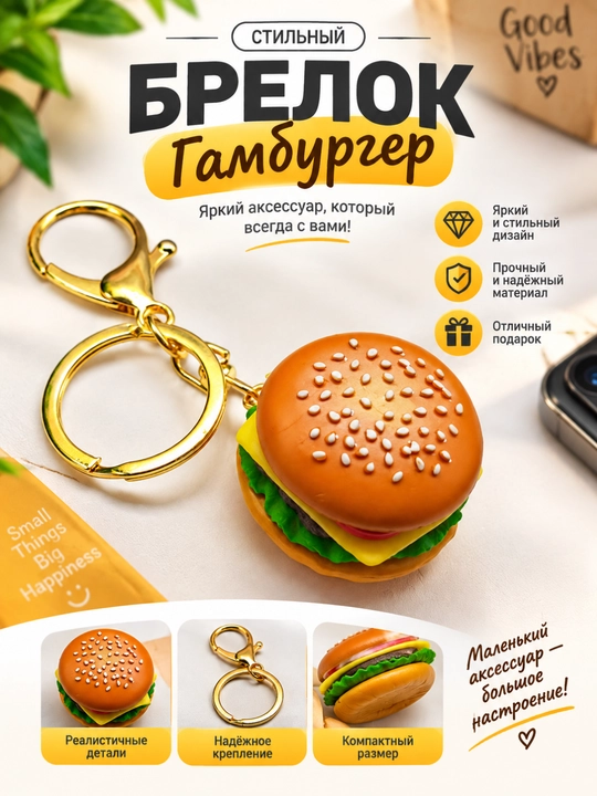 Брелок в форме бургера — для ключей