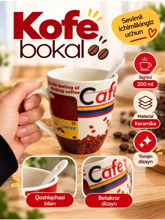 2 donalik kofe bokallari to‘plami, Kofe bokal - 