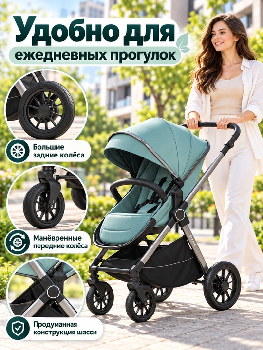 Всесезонная коляска 3 в 1 Luxmom, люлька, автолюлька, прогулочный блок, сумка и муфта