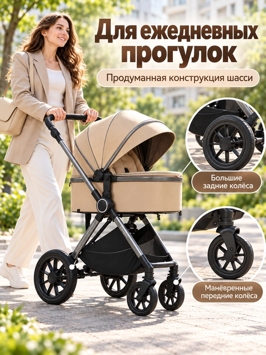 Всесезонная коляска 3 в 1 Luxmom, люлька, автолюлька, прогулочный блок, сумка и муфта