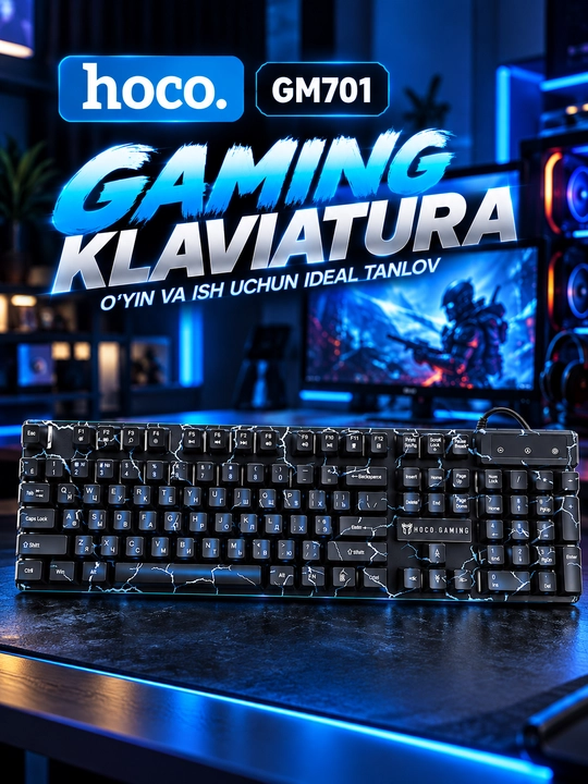 Игровая клавиатура Hoco GM701 Trofeo RGB — Яркий стиль и точный контроль - 