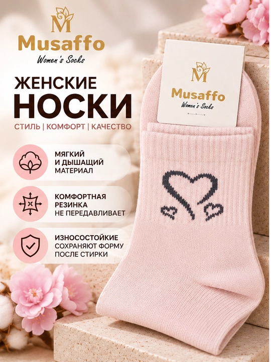 Musaffo ayollar paypoqlari, yurakchali, yumshoq, kundalik kiyish uchun, qulay rezinkali