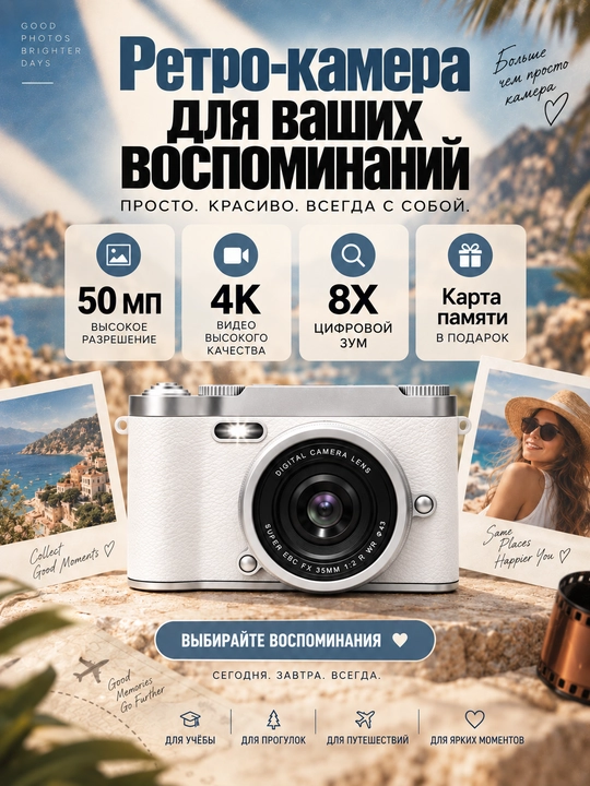 Campus Portable 50MP HD suratlar Kamera - 1080P video, 8X raqamli zum, AF fokus
