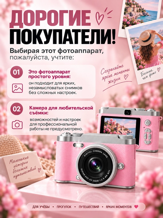 Campus Portable 50MP HD Фото Камера – 1080P Видео, 8X Цифровой Зум, AF Фокус