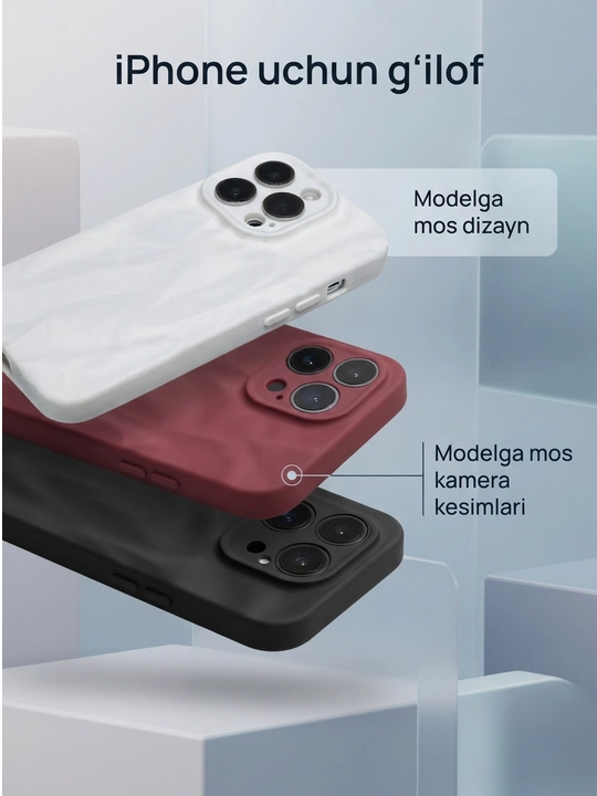 IPhone 15 seriyasi uchun telefon g‘ilofi, 15, 15 Plus, 15 Pro, 15 Pro Max, 3 xil rang