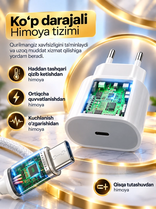 IPone 15va16 uchun 20W quvvatlash to'plami, type-c dan type-c ga 60W kabel,Bonusga Merkan