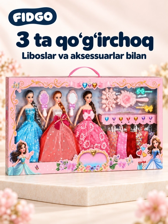FIDGO qo‘g‘irchoqlari, liboslar va aksessuarlar bilan o‘yin to‘plamlari - 