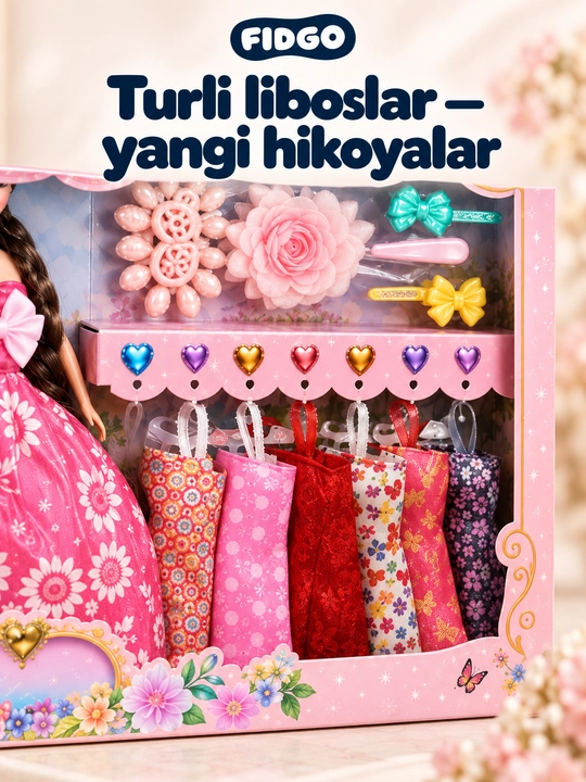 FIDGO qo‘g‘irchoqlari, liboslar va aksessuarlar bilan o‘yin to‘plamlari