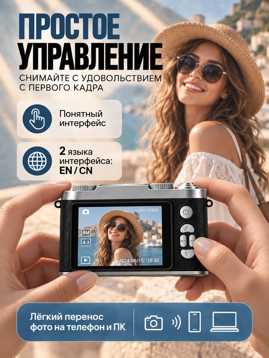 Campus Portable 50MP HD Фото Камера – 1080P Видео, 8X Цифровой Зум, AF Фокус