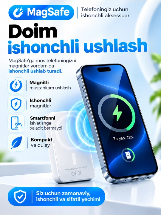 MagSafe для iPhone — беспроводное магнитное зарядное устройство, высокое качество