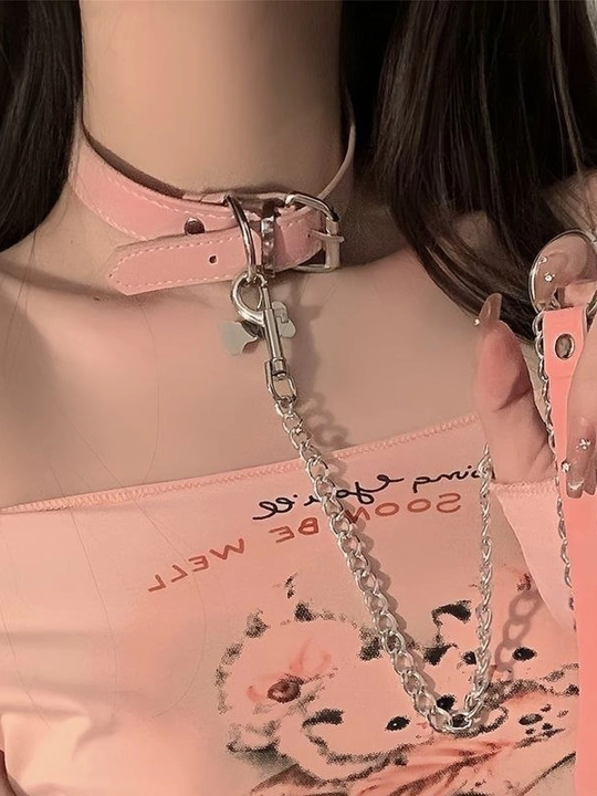 Y2K suyak va panjali choker, ayollar uchun pank yoqa marjon, qora, oq, pushti