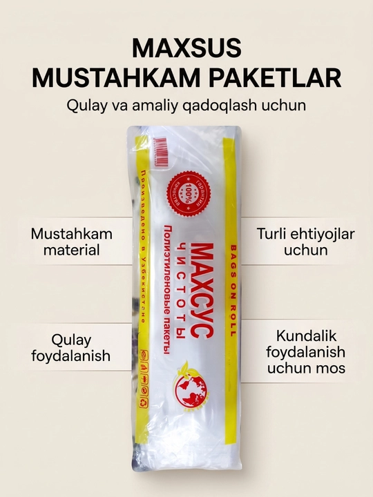 Maxsus  600 o'ramli qadoqlash paketlari 30x40 sm, mustahkam sellofan, 85-100 dona