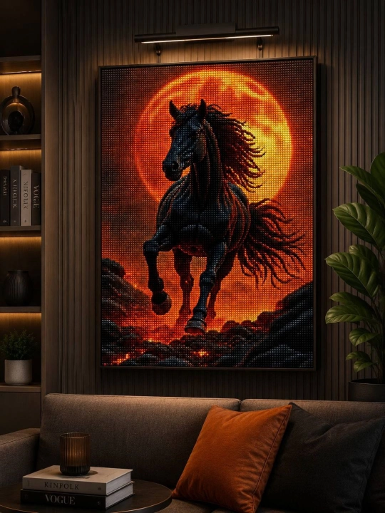 Olmos mozaika, fosforli (tunda porlaydi) "HAYVONLAR" mavzusida, antistress, xobbi 40×50