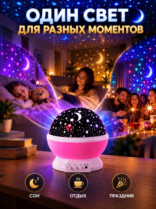 Ночник-проектор звёздного неба, лампа с USB-питанием для детской комнаты