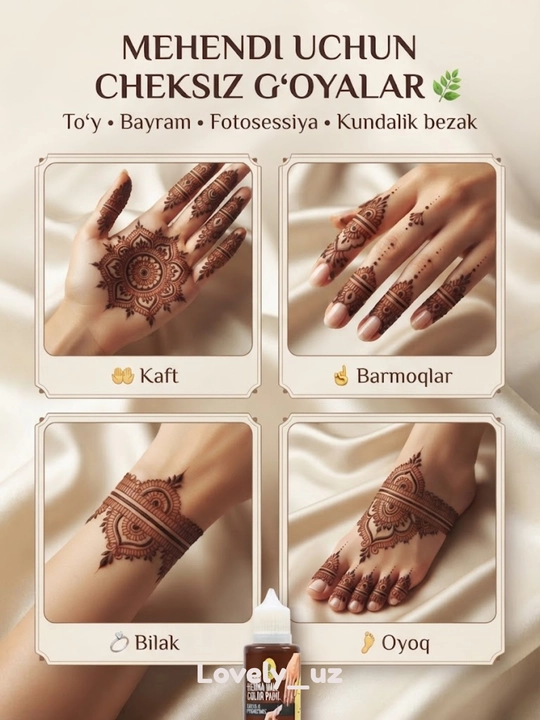 Qo‘llar uchun Amina xina, jigarrang,vaqtinchalik tatuirovka,xina tirnoq uchun,xina qo l