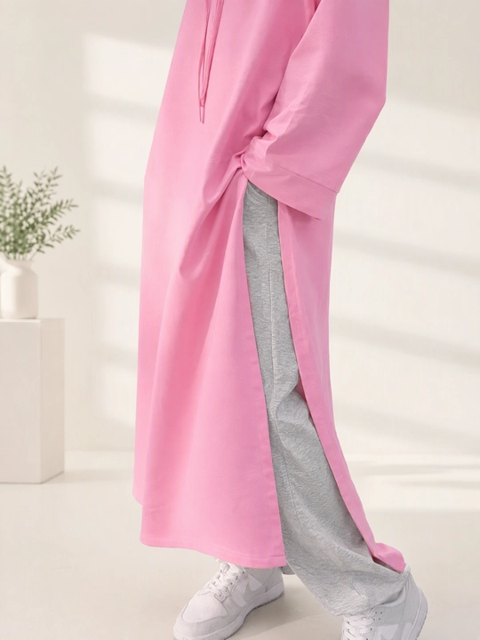Женский костюм двойка, трикотажный - 80% хлопок, oversize платье с брюками, свободный крой