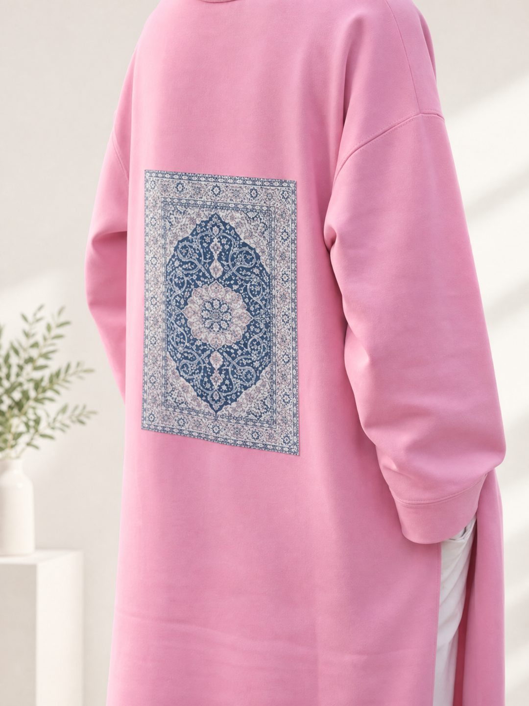 Женский костюм двойка, трикотажный - 80% хлопок, oversize платье с брюками, свободный крой - 