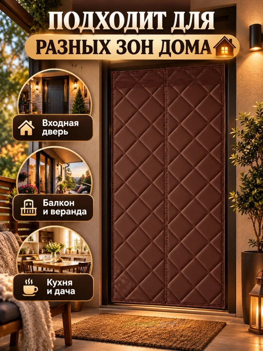 Eshik uchun magnitli issiq parda , sovuqdan himoyalovchi qalin parda