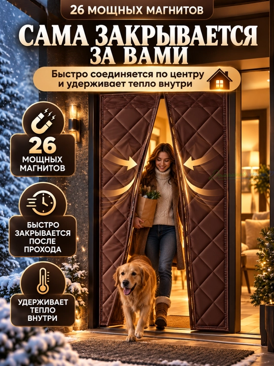 Eshik uchun magnitli issiq parda , sovuqdan himoyalovchi qalin parda