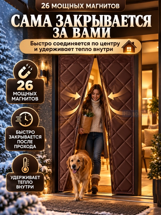 Eshik uchun magnitli issiq parda , sovuqdan himoyalovchi qalin parda