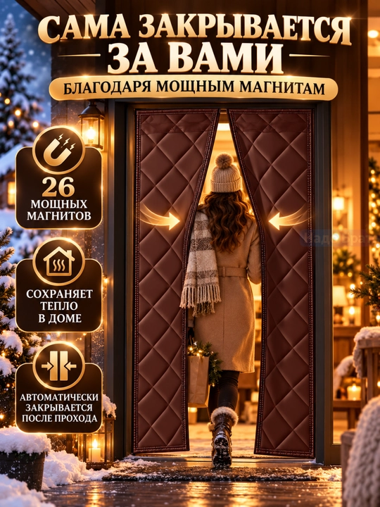 Eshik uchun magnitli issiq parda , sovuqdan himoyalovchi qalin parda