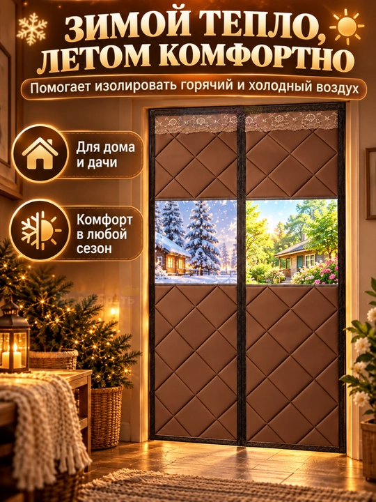 Eshik uchun magnitli issiq parda , sovuqdan himoyalovchi qalin parda