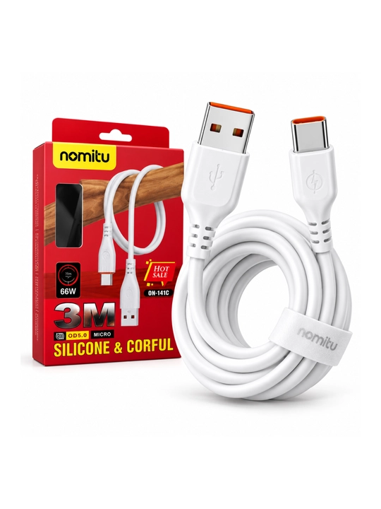 NOMITU Type-C USB Kabel 3M, 66W Tez Zaryadlash va Ma’lumot Uzatish