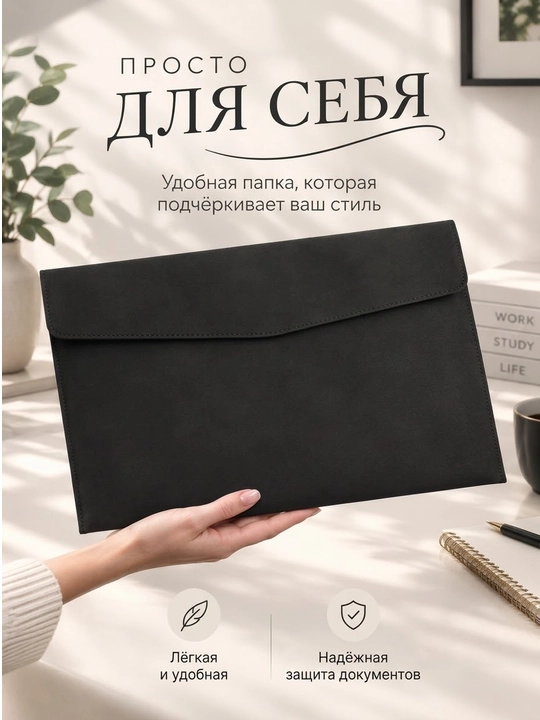 А4, Папка для бумаг, тетрадей, документов, органайзер на кнопке , А4 33x23 см - 